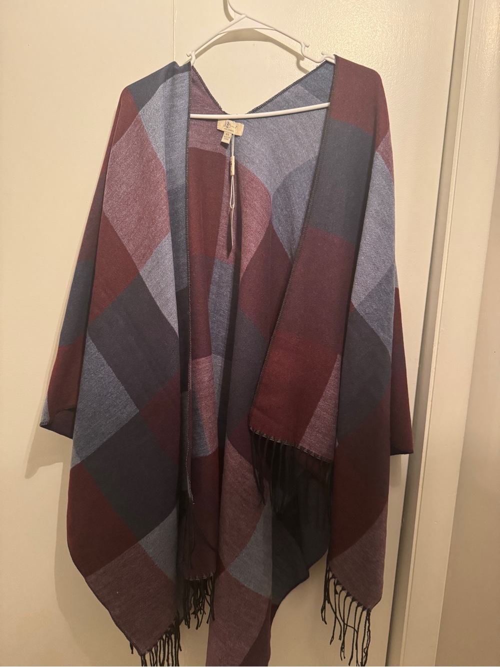 Plaid Wrap Shawl in purple  and blue